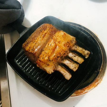 Lamb in cast iron pan